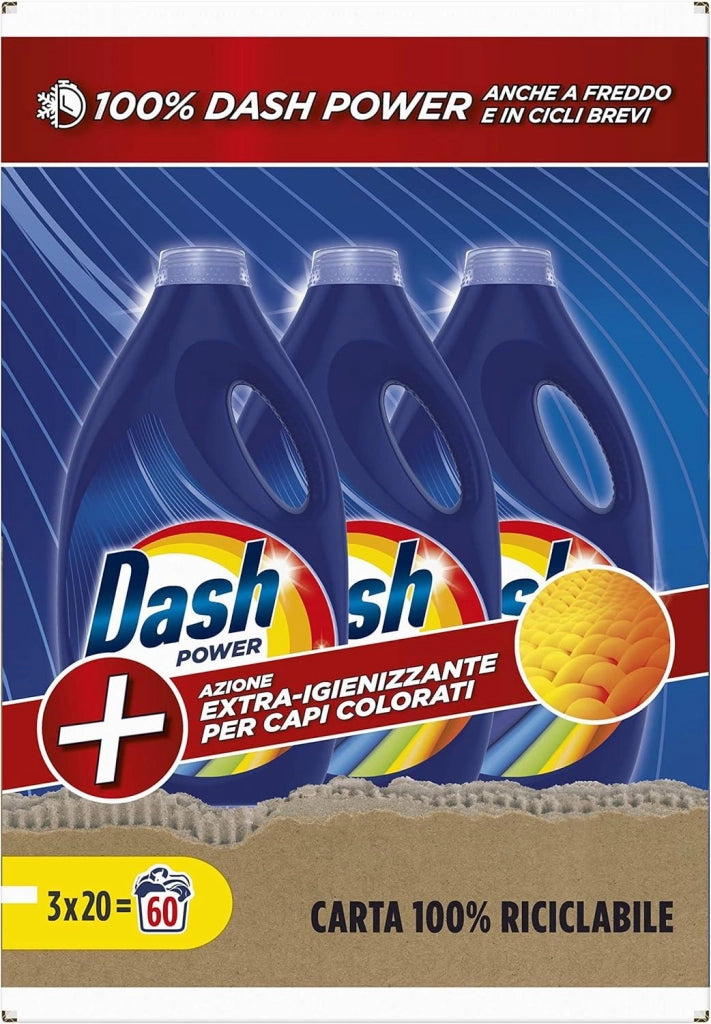 DASH LIQUIDO LAVATRICE TRIPACCO POWER 20 LAVAGGI X3 CAPI COLORATI