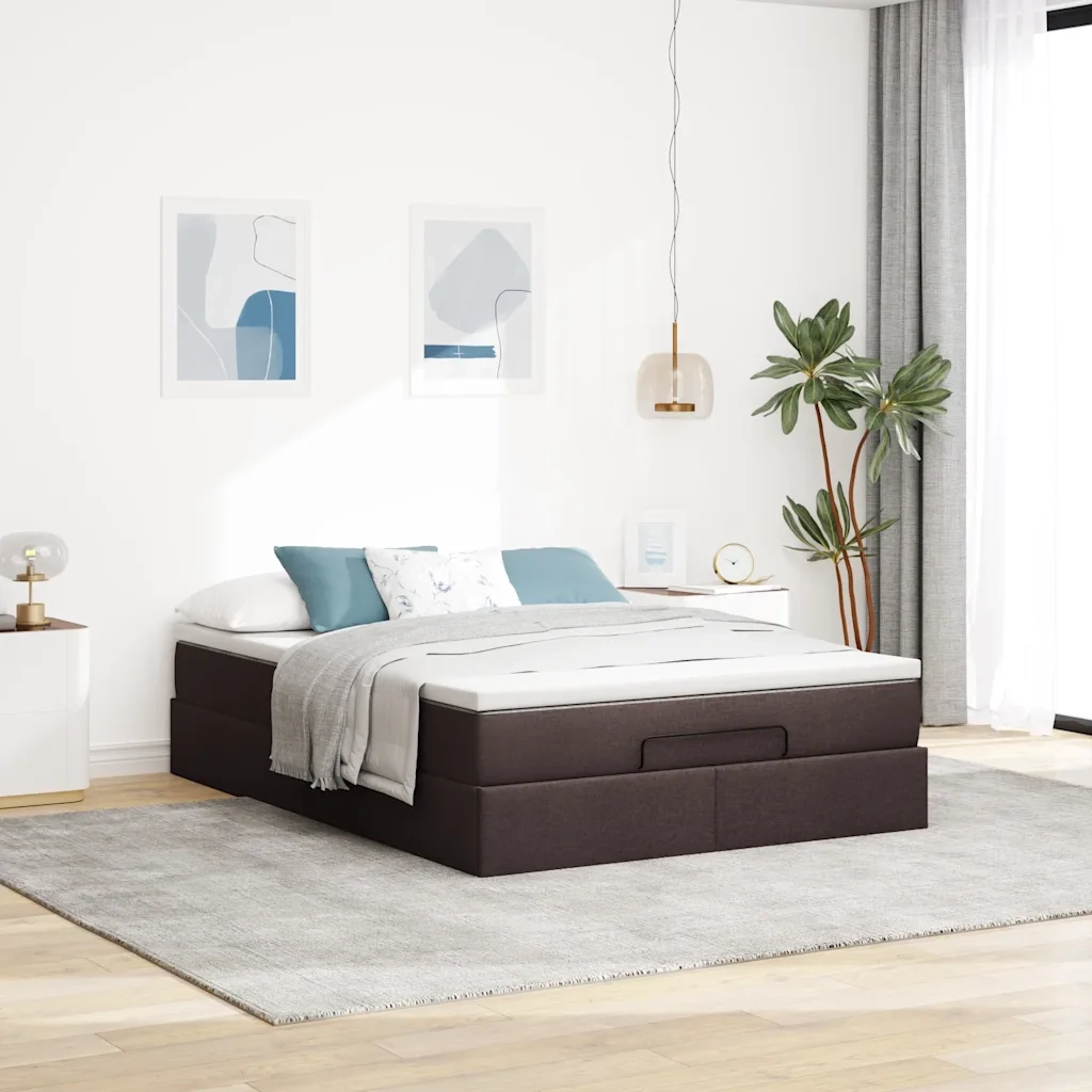 Struttura Letto Pouf con Materasso 140x190 cm in Tessuto 3311109