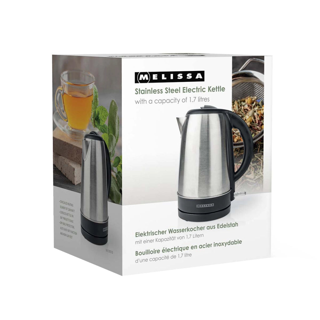 Bollitore 1,7 L 2200W in Acciaio Inossidabile con Strix e Riscaldamento Nascosto Nero / Argento MELISSA