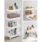 Trade Shop - Carrello Portaoggetti A 4 Livelli Con Ruote Da Cucina Ripiano Salvaspazio Bagno Ufficio -