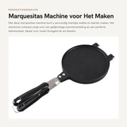 Macchina per Wafel Marquesitas - Lega di Alluminio - Antiscorrosiva - Elettrodomestici - Wafel con Forma a Cono - Dimensioni 38,5 x 17 cm - Peso 726g - Wafeliera