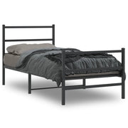 Giroletto con Testiera e Pediera Metallo Nero 90x200 cm 355376