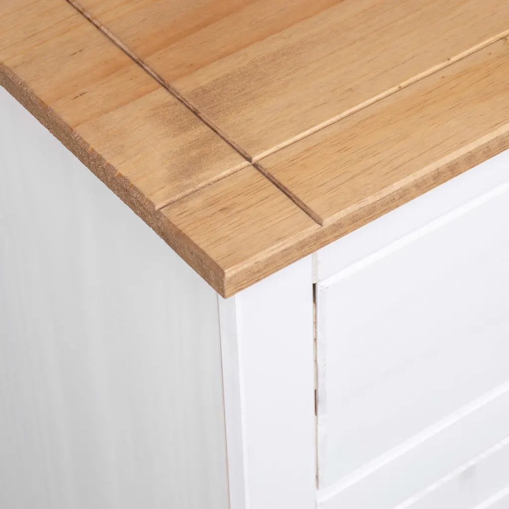 Credenza | Madia | Buffet da pranzo | Armadio da pranzo Bianca 135x40x80 cm in Legno Massello di Pino Panama