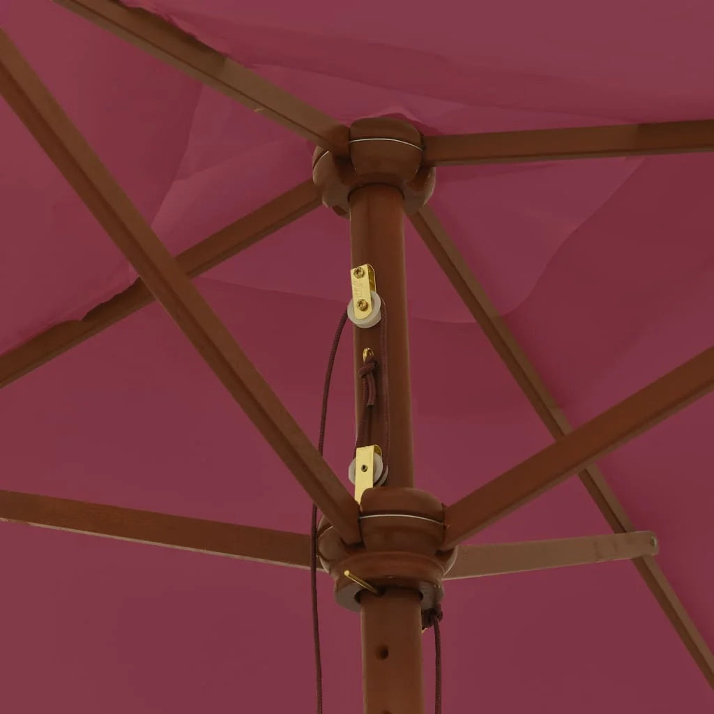 Ombrellone da giardino con palo in legno 198 x 198 x 231 cm rosso bordeaux 02_0008348