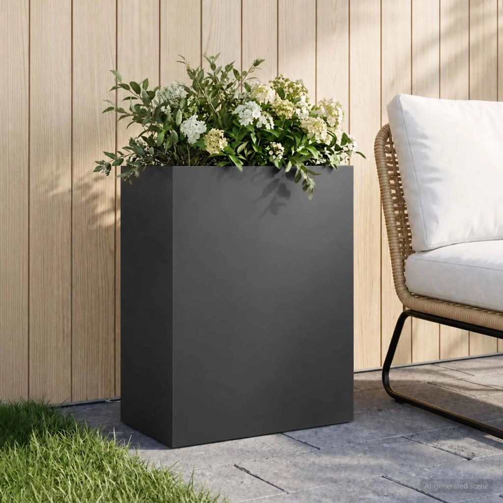 Vaso da giardino Nero 40 x 20 x 50 cm Acciaio laminato a freddo 8005414