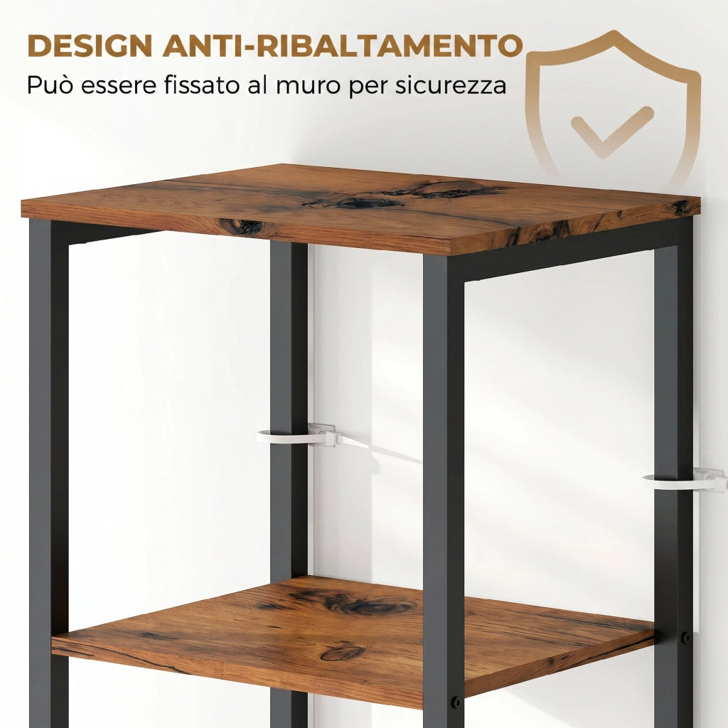 Mobile da Bagno a Colonna 37x30x167 cm Salvaspazio con Ante Soft Close a Persiana 3 Ripiani Aperti Struttura in Acciaio