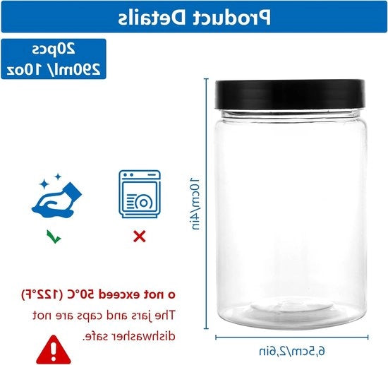 Confezione da 20 lattine in plastica a chiusura ermetica 300 ml BPA-free