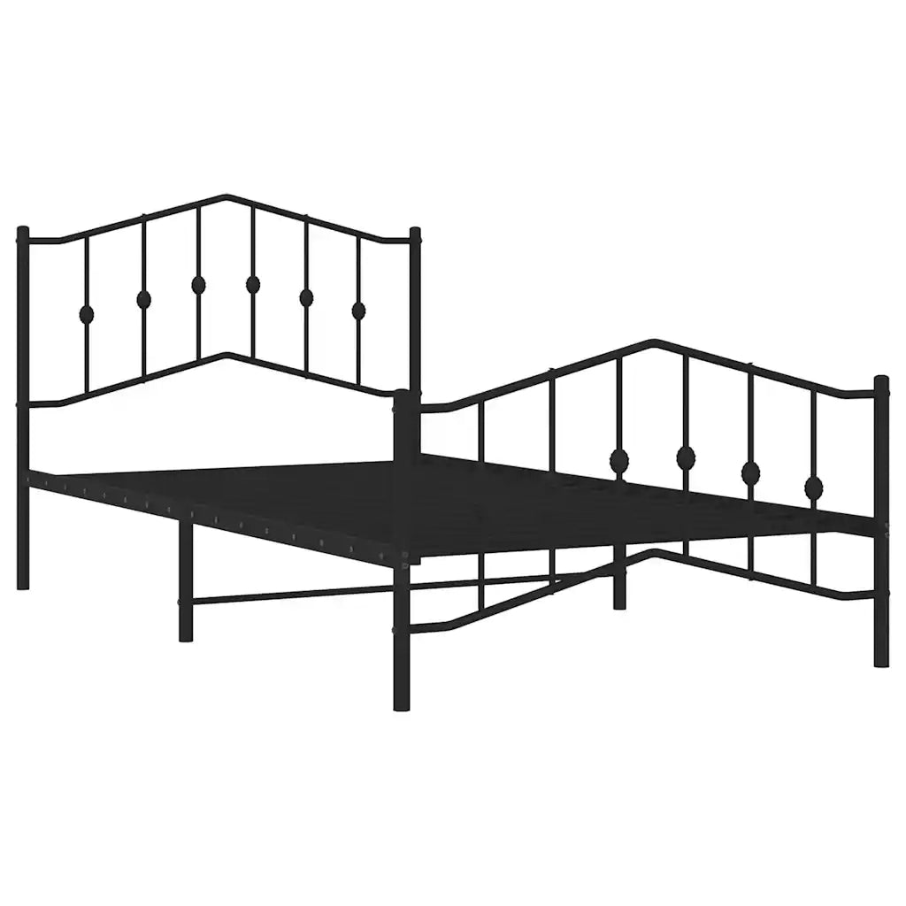 Giroletto con Testiera e Pediera Metallo Nero 100x200 cm 373802