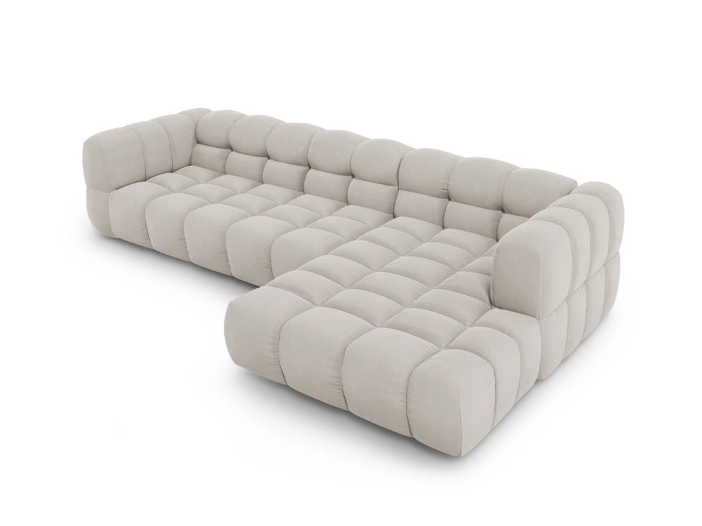 Cosmopolitan Design - Divano angolare modulare destro "Sky" 4 posti in velluto beige chiaro 