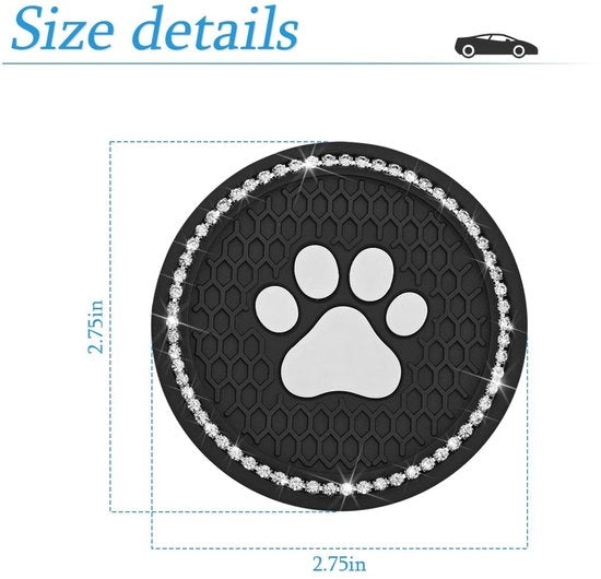 Onderzetti universali da auto 2 pezzi - Strass cristallino - Diametro 7 cm - Resistente allo shock - Compatibile con tutti i modelli