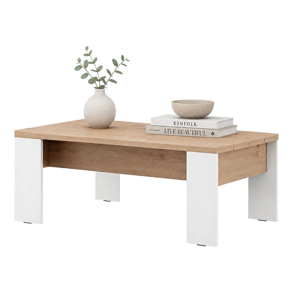 Bertona, Tavolino da Salotto Forma Rettangolare, 120x67x43h cm Marrone Rovere Nodi