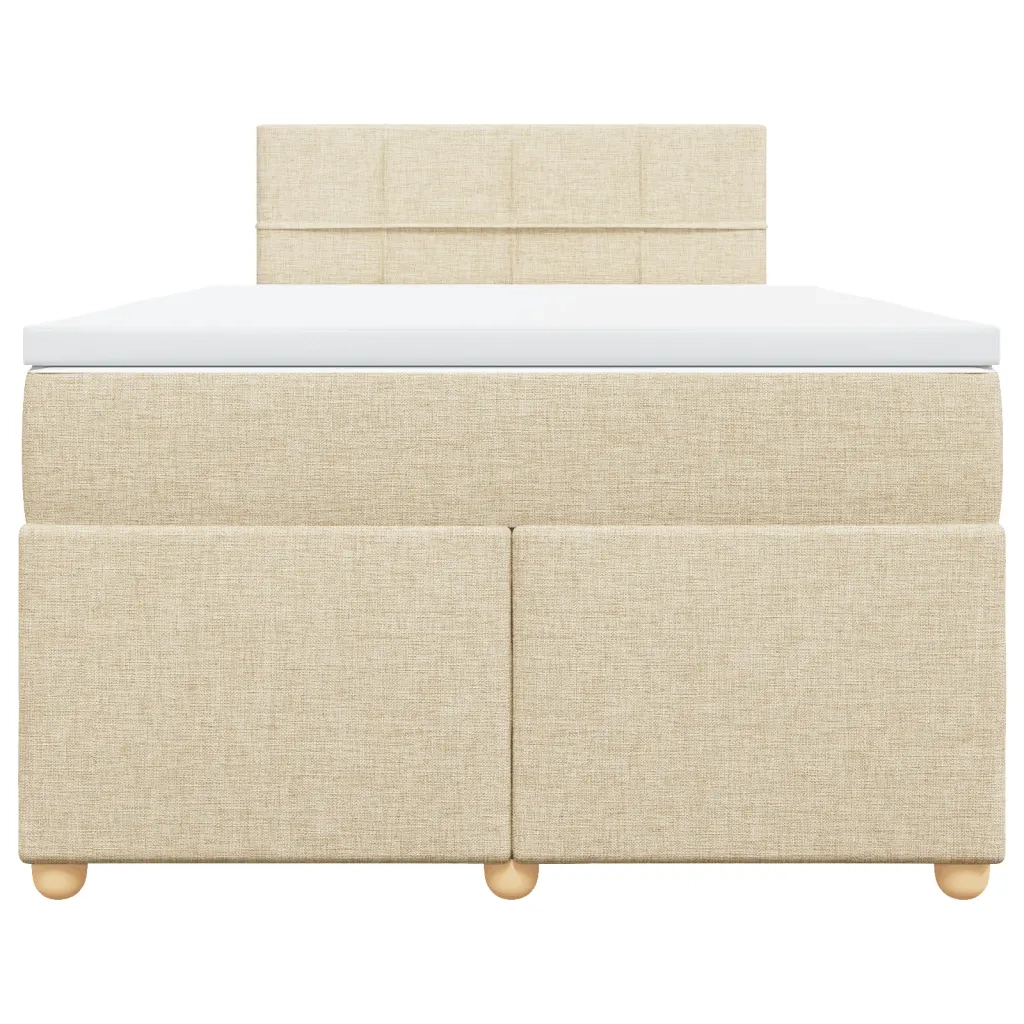 vidaXL Giroletto a Molle con Materasso Crema 120x190 cm in Tessuto