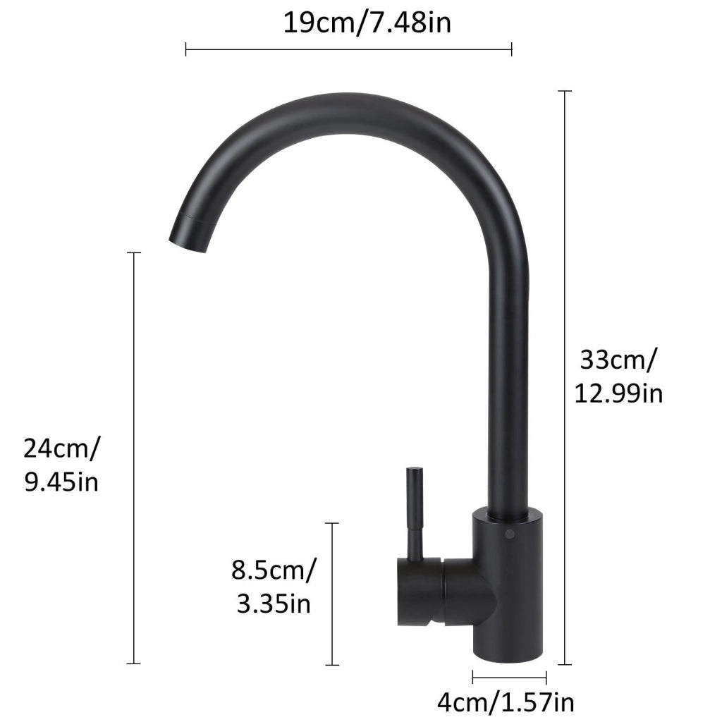 ZMH Rubinetti cucina in acciaio inox nero con miscelatore girevole a 360°