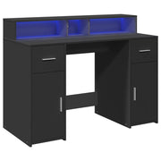 Scrivania per computer postazione di lavoro scrivania da studio con luci a LED 120 x 55 x 91 cm legno ingegnerizzato nero 02_0023427
