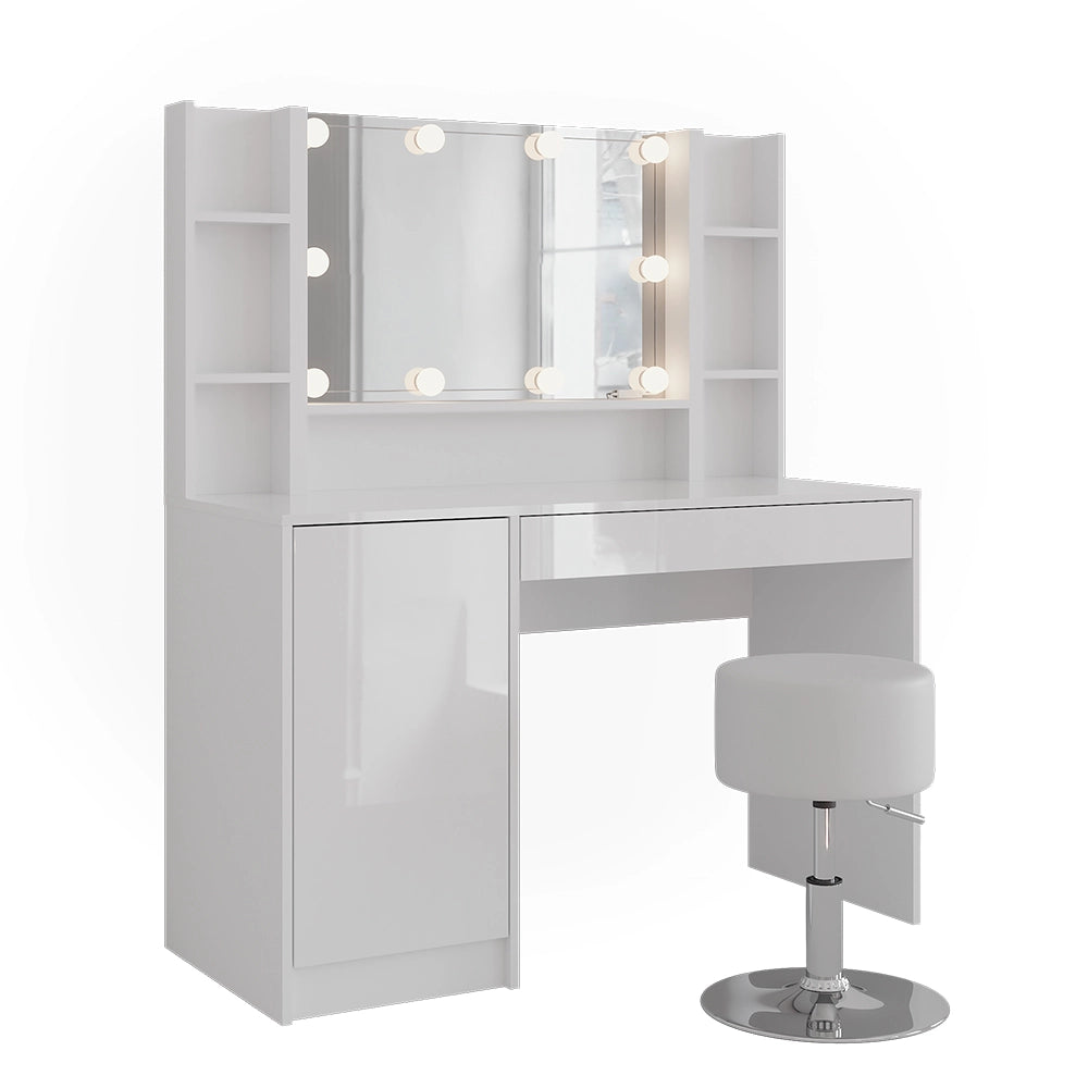 Vicco Tavolo da toeletta Bianco/bianco lucido 119.8 cm 5 parti