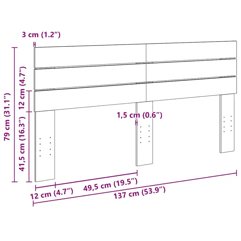 Testiera 135 cm in Legno Massello di Rovere 851978