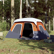 Tenda Famiglia LED 6 Persone-Tenda da campeggio Grigio/Arancione Rilascio Rapido