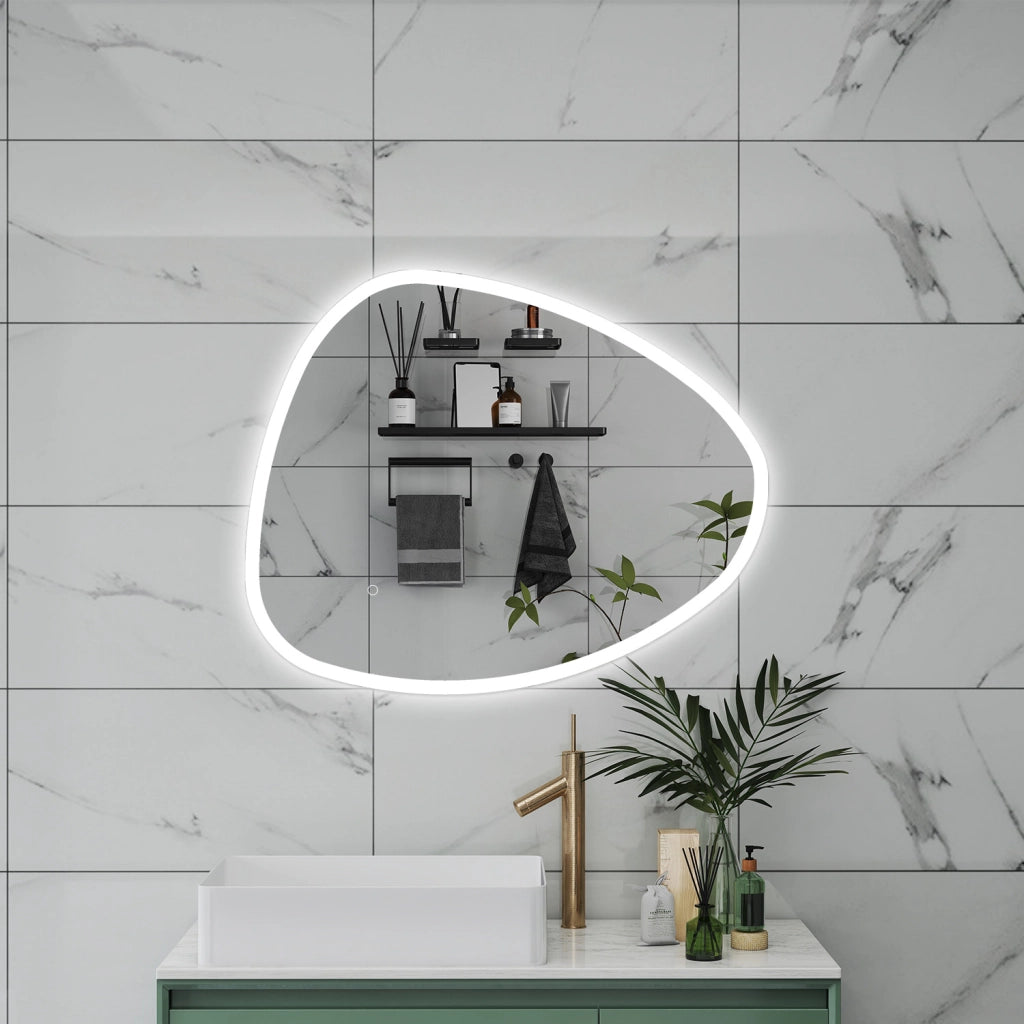 AICA Specchio da bagno 100 x 80 cm, dimmerabile, Funzione Memoria, antiappannamento, 3 colori