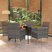 Set da Pranzo da Giardino 5 pz con Cuscini Grigio e Nero 3099348