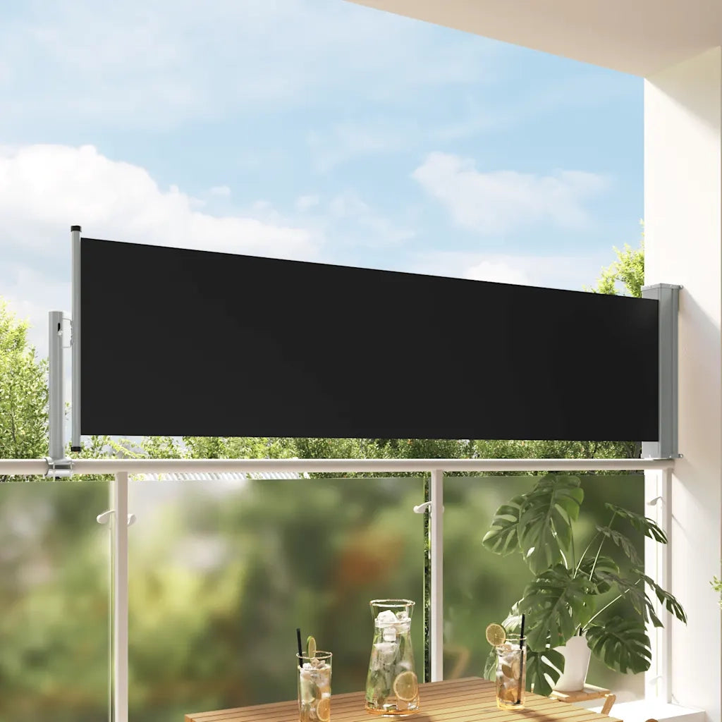 Tenda Laterale Retrattile per Patio 80x300 cm Nera
