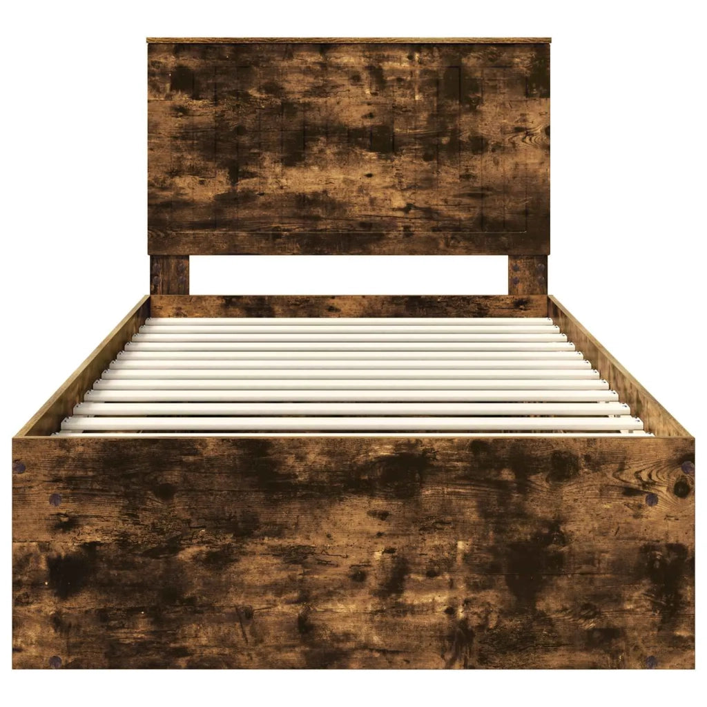 Struttura del letto Rovere fumé 100 x 200 cm Pino massello