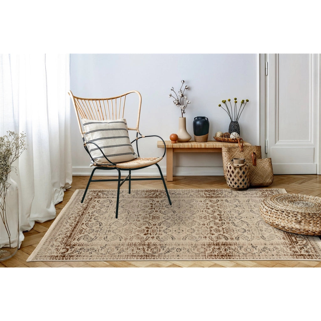 Tappeto Charu 600 Beige con Design Orientale