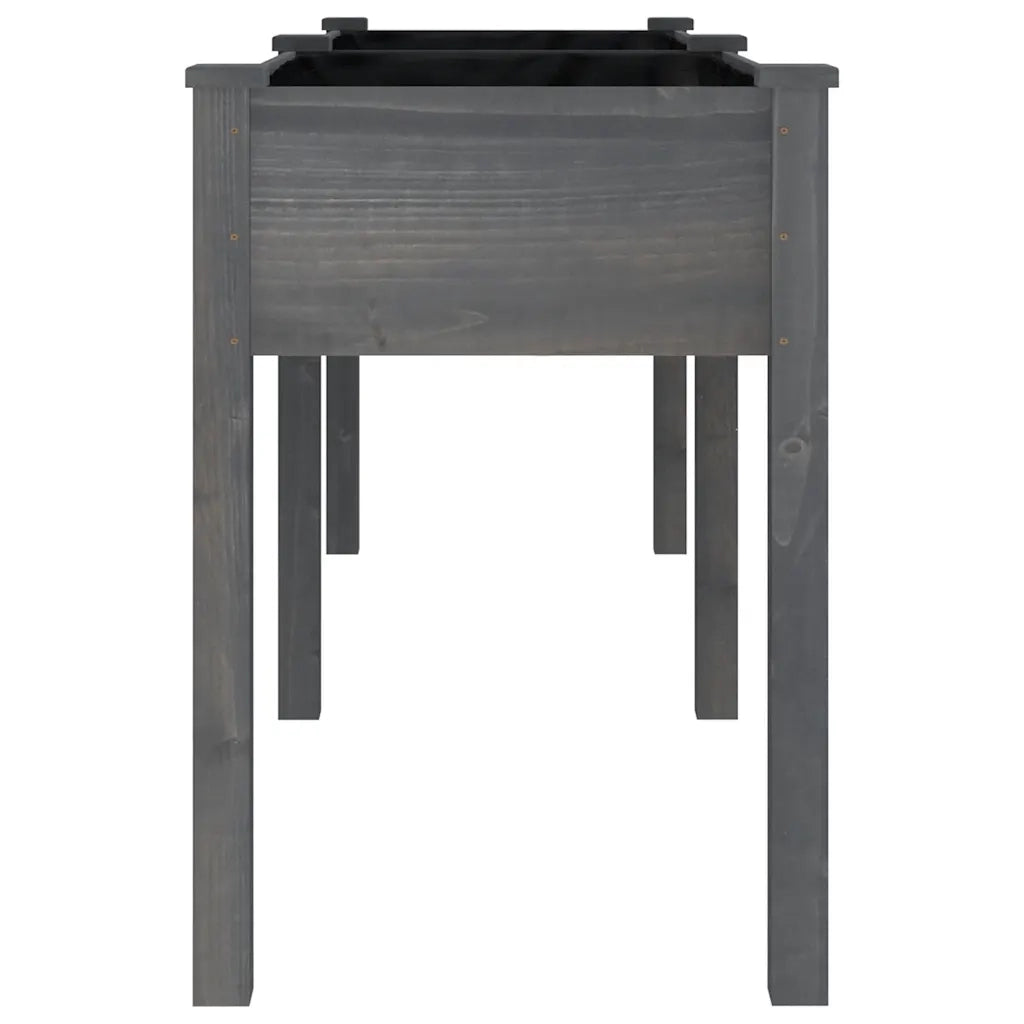 Fioriera | Cassetta per fiori | Vaso con Fodera Grigia 203x53x76cm Legno Massello di Abete