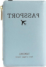 Borsa in Pelle per Passaporto - Blocco RFID - Blu - 17 x 11 x 2 cm