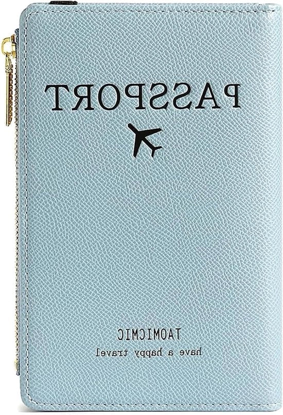 Borsa in Pelle per Passaporto - Blocco RFID - Blu - 17 x 11 x 2 cm
