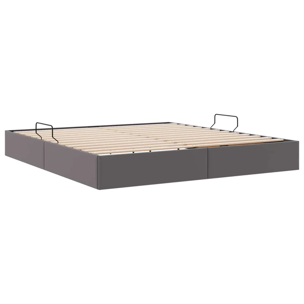 Letto ottomano Grigio 180 x 200 cm Pelle Sintetica 3442784