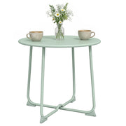 Tavolino da giardino rotondo ¨C zephmum ¨C verde scuro, metallo, ?50x45.5 cm