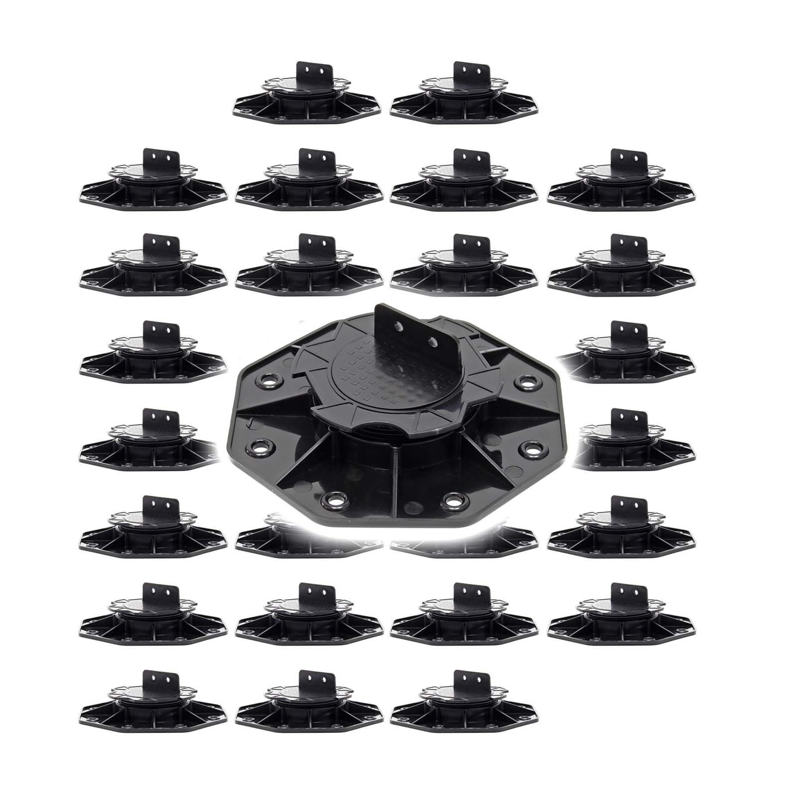Set 30 supporti per pavimenti galleggianti, Altezza regolabile 18-25mm Max 2700 kg, Piedini per Decking