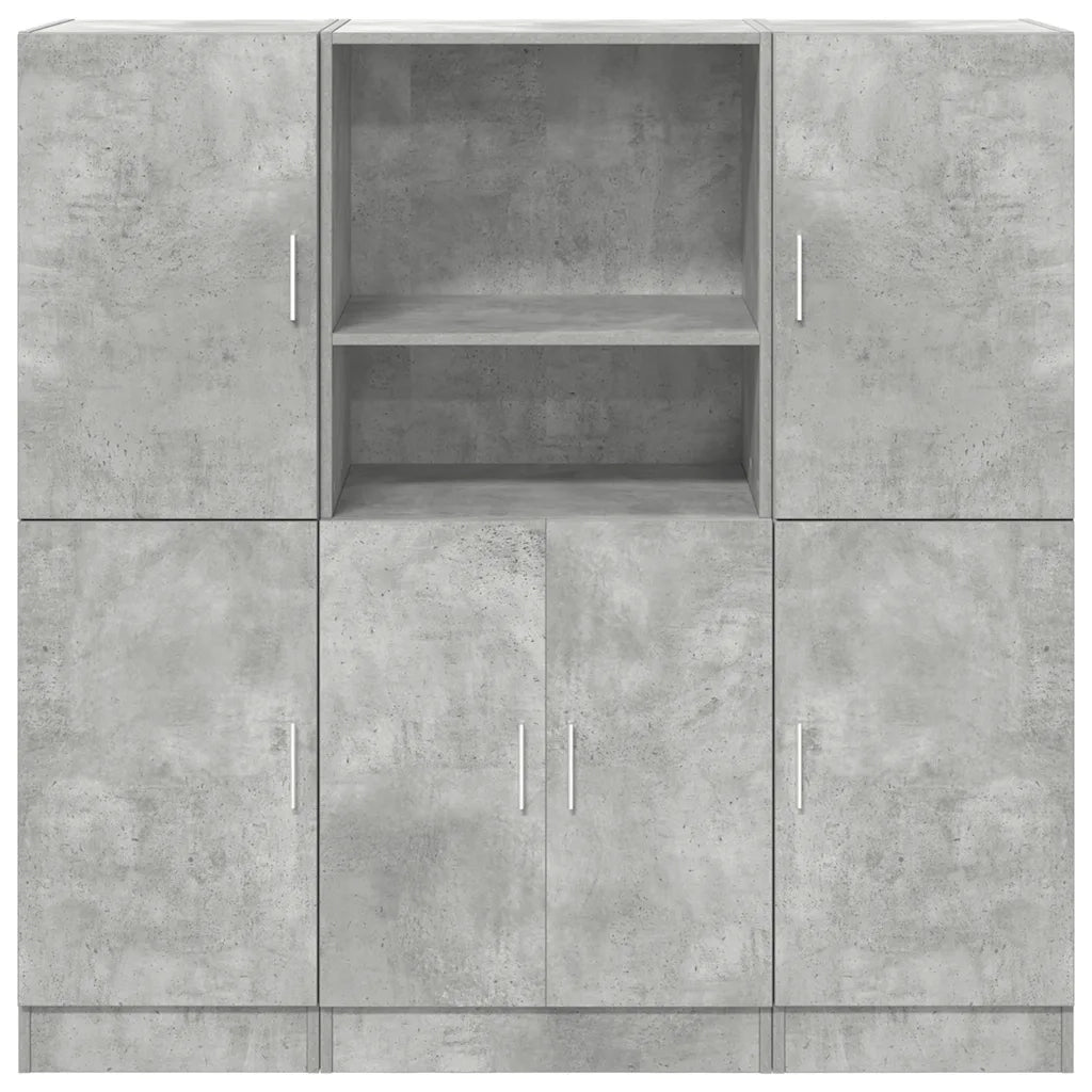 Set di Mobili da Cucina 3 pz Grigio Cemento in Truciolato