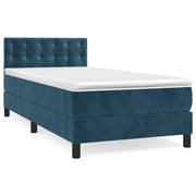 Letto singolo | Letto per adulti | Giroletto a Molle con Materasso Blu Scuro 100x200 cm in Velluto