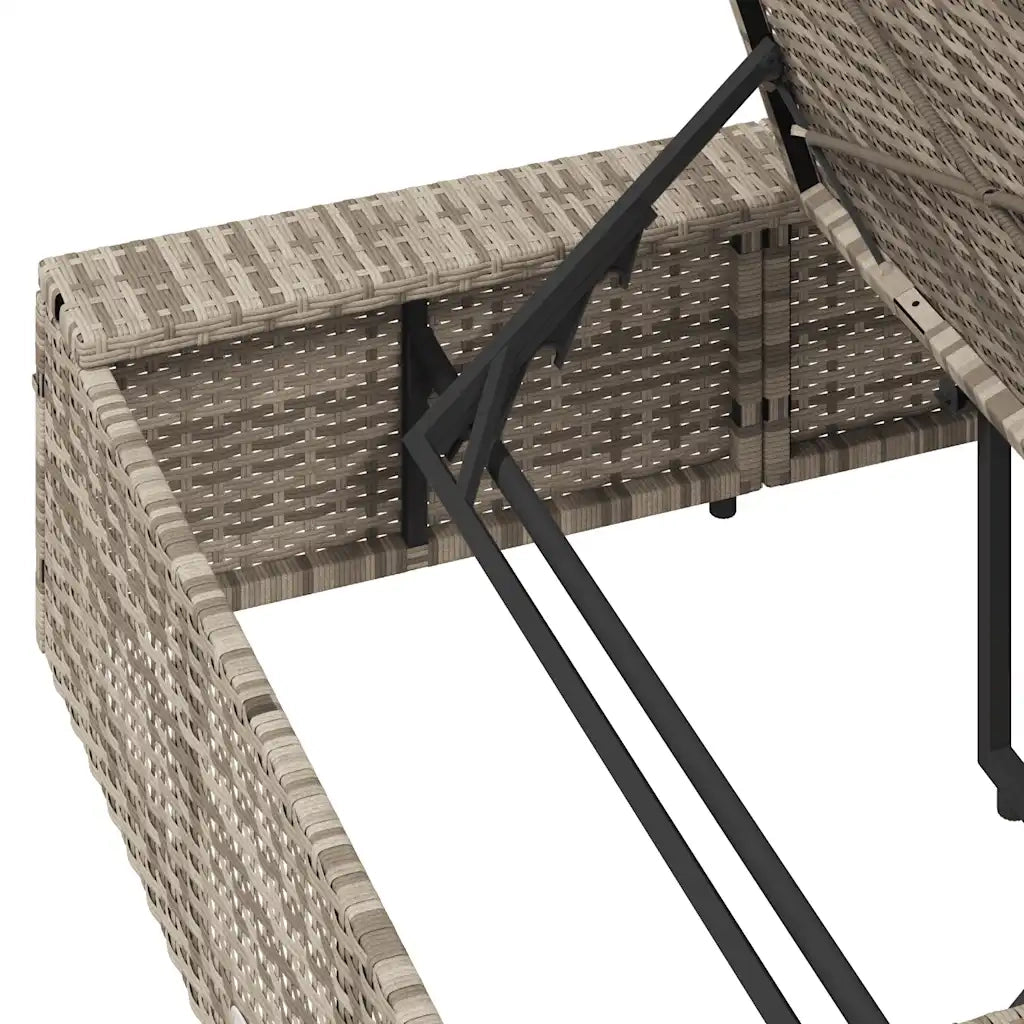 Sdraio da giardino | Lettino con Cuscino Galleggiante Grigio Chiaro in Polyrattan