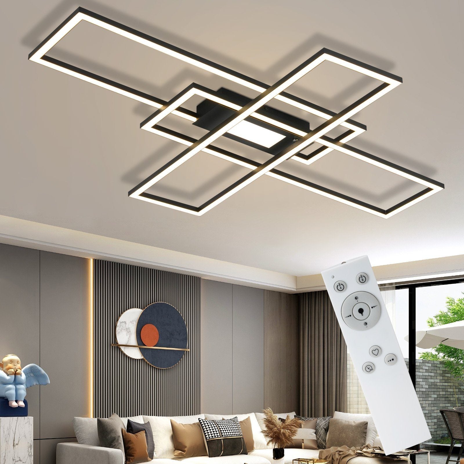 ZMH Lampada da soffitto plafoniera LED moderna 50W telecomando per soggiorno corridoio