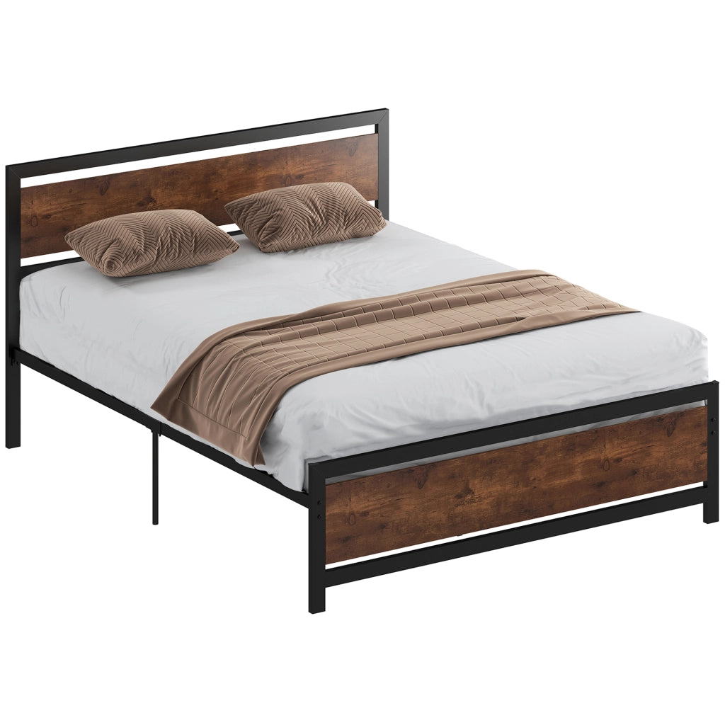 Letto Matrimoniale in Metallo con Testiera e Rete a Doghe ¨C zephmum ¨C 200x160 cm Colore Scuro