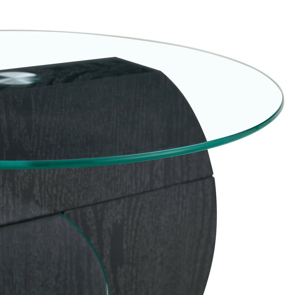 Tavolino da caffè moderno in vetro temperato e MDF con design multilivello
