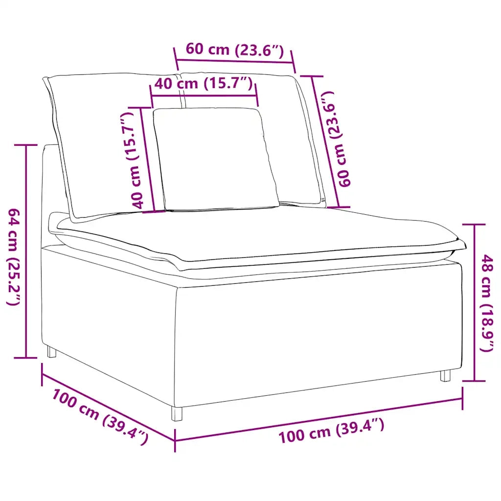 Modulo Centrale Divano Modulare con Cuscini Blu 100 cm CFW1826898