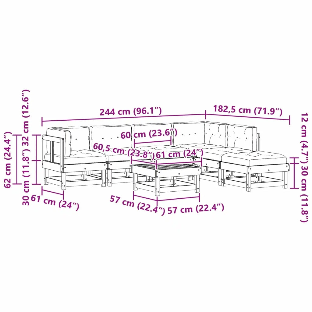 Set Lounge da Giardino 7 pcs Marrone Cerato