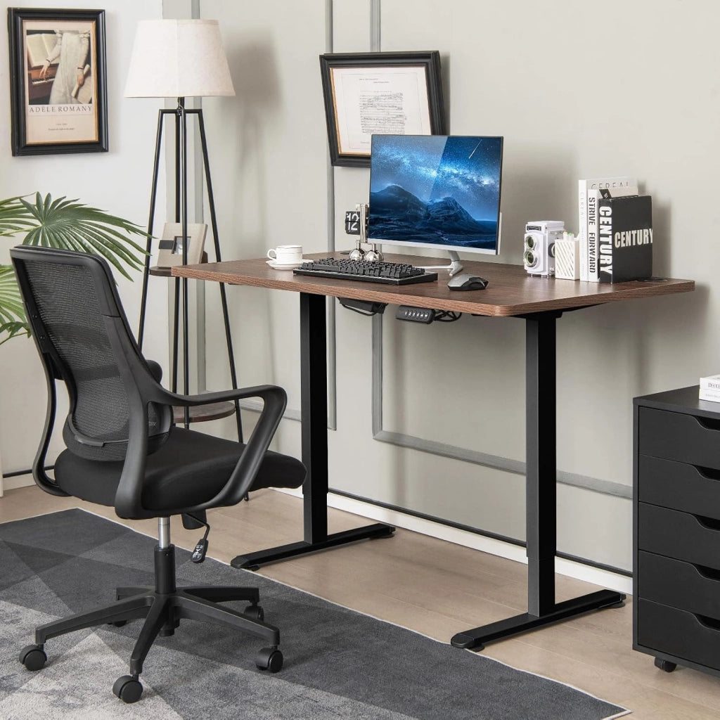Scrivania Regolabile in Altezza, Scrivania Elettrica con 2 Motori con Memoria, Protezione Anticollisione e Vassoio per Cavi, Standing Desk per Casa e Ufficio, Portata 100 kg (Nero)