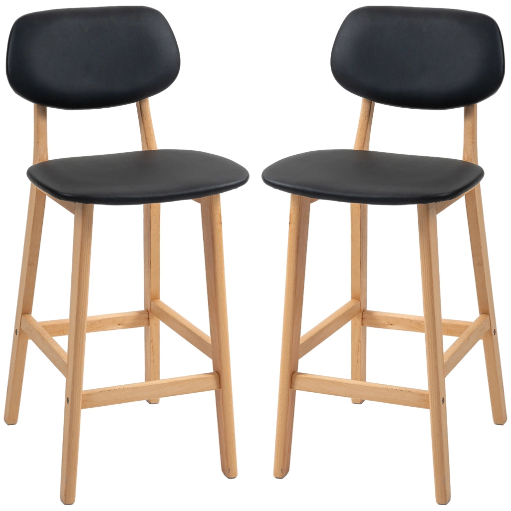 Sgabelli da Bar ¨C Zephmum ¨C 2 Pezzi, Struttura in Legno, Rivestimento in Similpelle Nero