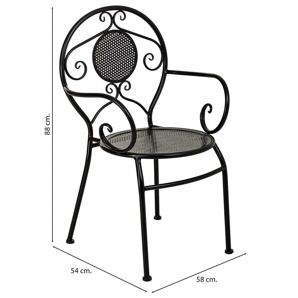 Poltrona in ferro battuto nero 58x42x88h cm