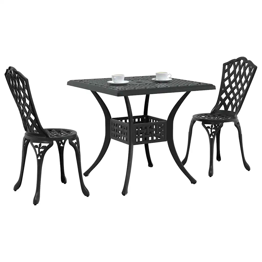 Set di Tavolo da Giardino 3 pcs Nero Alluminio pressofuso 3334749
