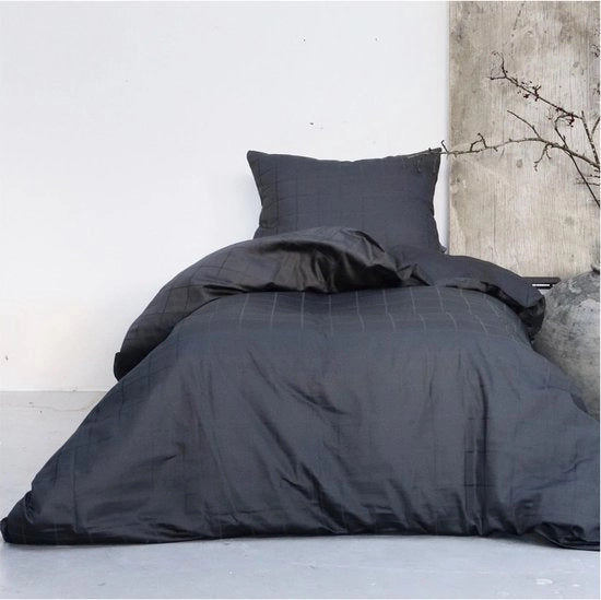 Set di lenzuola da letto 135x200 cm con chiusura a righelli (1 pezzo) | copri lenzuola 80x80 cm | lenzuola da letto ultra morbide | lenzuola da letto biologiche a seta di cotone | grigio scuro |