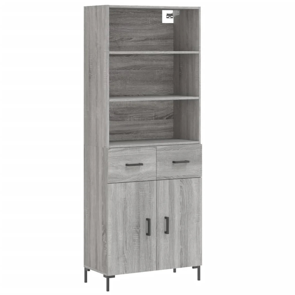 Buffet credenza cassettiera armadio mobile contenitore organizer cucina soggiorno salotto rovere Sonoma alto 69,5 x 34 x 180 cm legno ingegnerizzato grigio 02_0035422