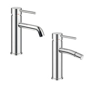 Miscelatori bagno lavabo e bidet serie jazz con leva in metallo e piletta facile installazione *** finitura- cromo, c...