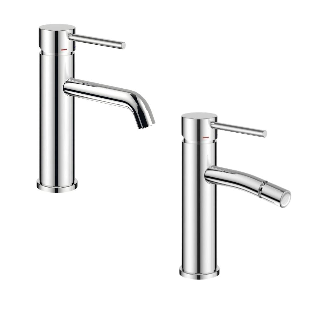 Miscelatori bagno lavabo e bidet serie jazz con leva in metallo e piletta facile installazione *** finitura- cromo, c...