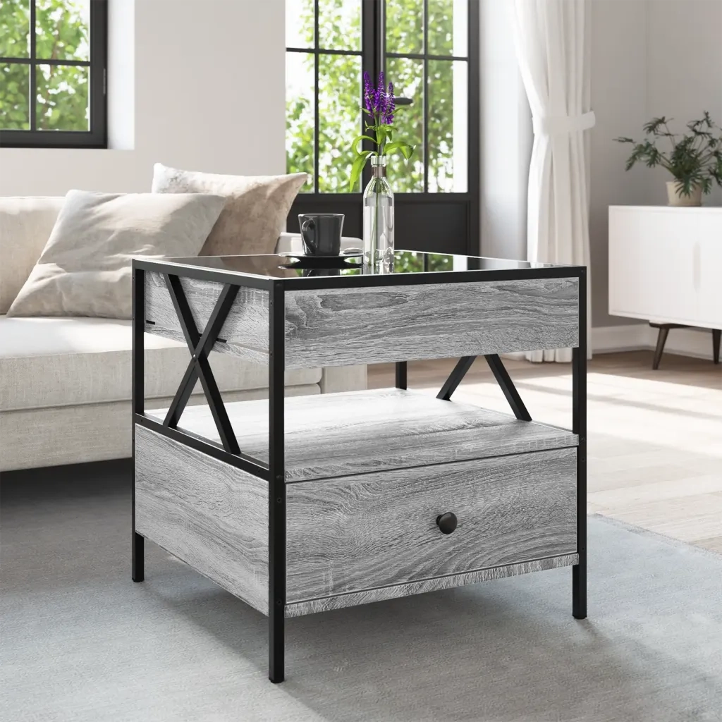Tavolino da Salotto con LED Infinity Grigio Sonoma 50x50x51 cm 847715