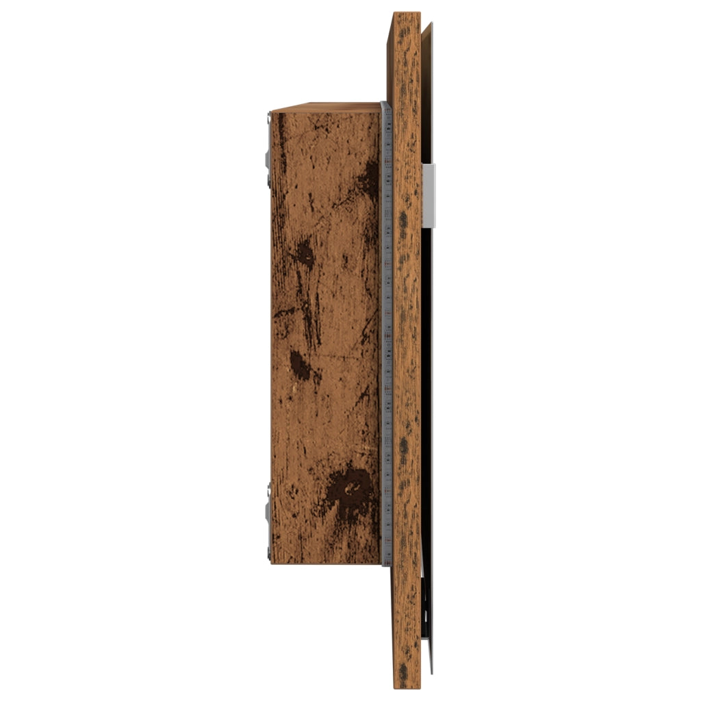 Mobiletto da Bagno  con Luci a LED in Legno Vecchio 80x37 cm